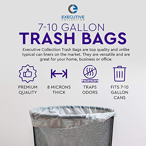 Clear Trash Bags 7-10 Gallon Bulk Pack 1000 Count - Medium Garbage Liners for Kitchen, Office, Bedroom - 8 Microns