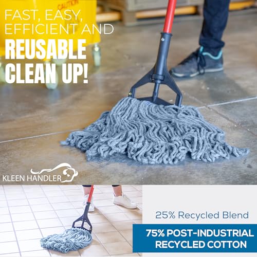 Heavy Duty Commercial Loop End Mop Head Replacement 6 Pack - Blue, Universal Fit