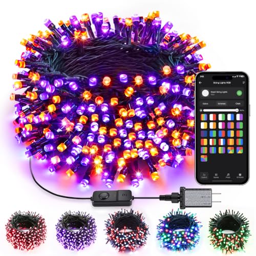 Brizled RGB Smart Halloween String Lights 100 LED 33 ft with Green Wire, Alexa/Google Compatible