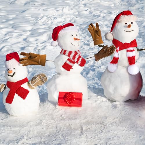 18 Pcs Mini Christmas Scarves Knitted Snowman Decor Red White - Variation Red White / 18