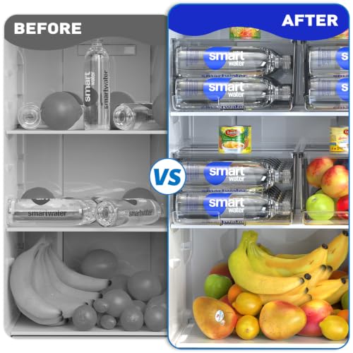 SCAVATA 2 Pack Water Bottle Organizer for Refrigerator, Stackable with Lids