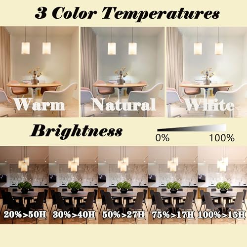 Civaza Battery Operated Pendant Lights 3-Pack with Remote, Rechargeable LED Hanging Lamps for Kitchen & Living Room
