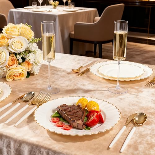 Ciaell 24 Pack 6 oz Clear Plastic Champagne Flutes for Weddings & Celebrations