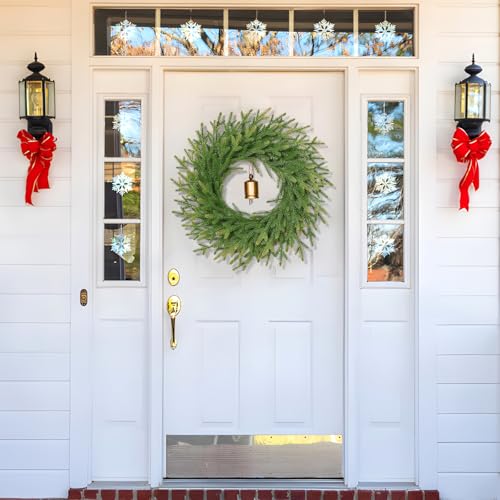 2 Pcs 24 Inch Christmas Wreath with Lights for Front Door (2 Pack) Yastouay