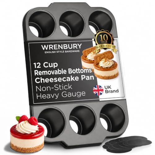 12-Cup Mini Cheesecake Pan - Nonstick Carbon Steel Removable Bottom