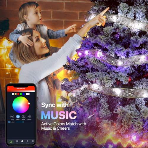 Lphianx Silver Christmas Tree Ribbon String Lights, 33ft 80 Modes App & Remote Control