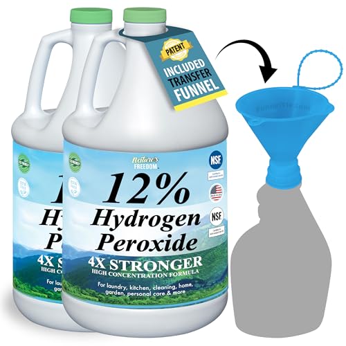 Nature's Freedom 12% Food Grade Hydrogen Peroxide with Funnel - 2 Gallon (256 Fl Oz) Pack