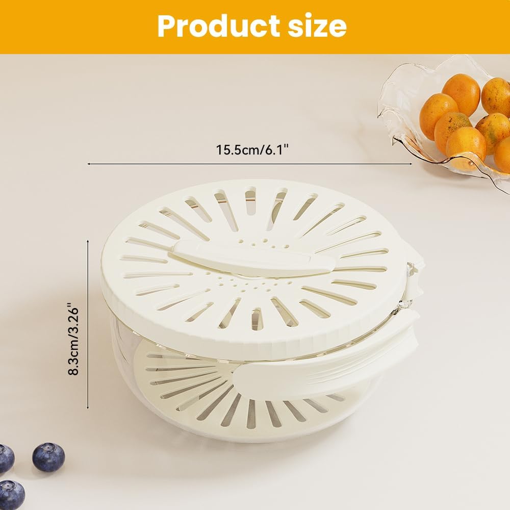 Skiennix Multifunctional Fruit Washing Bowl - 2025 Strainer Container with Lid & Handle (Brown)