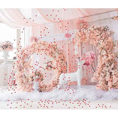 ONLYKXY 200Pcs Sponge Confetti Flower Decor Heart Shape Petals Table Wedding Decoration Glitter Scatter for Wedding Party Valentine's Day Scatter Ponge Petal Confetti (Red)