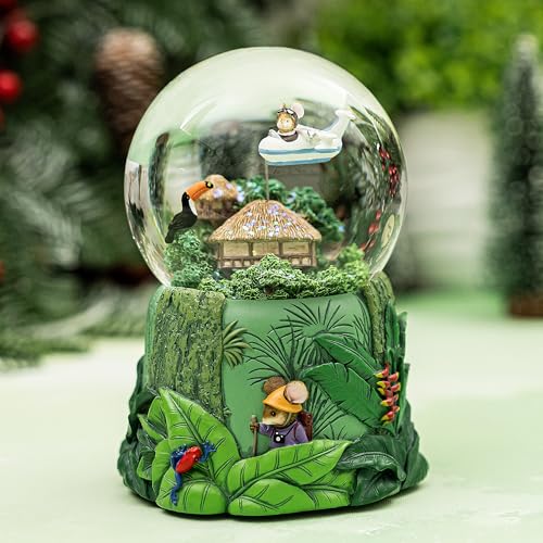 Rainforest Exploration Snow Globe with Moving Airplane & Music - Mouse Adventure Theme