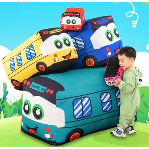 13.8 Inches Car Plush Toy Simulation Bus Cute Cartoon Pillow Filling Car Plush Pillow Toy Gift Children's Birthday (Yellow)