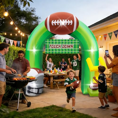 Eyourlife 9FT Inflatable Football Arch with LED Goal Post & Helmet - Yard Party Decor