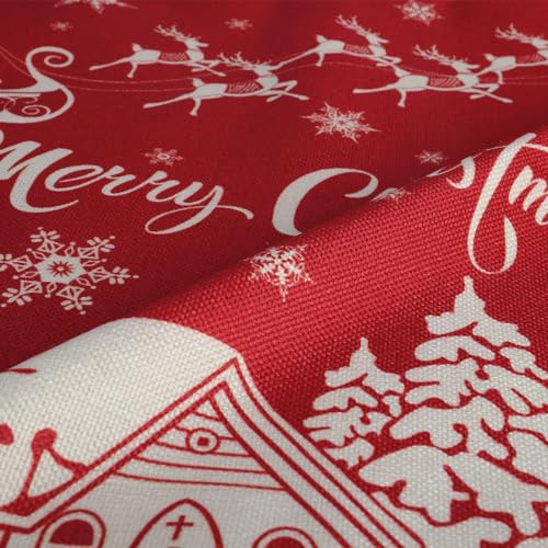 Bonhause Red Christmas 18x18 Inch Pillow Covers Set of 4 – Reindeer & Snowflake Holiday Cushion Covers (Hidden Zipper)