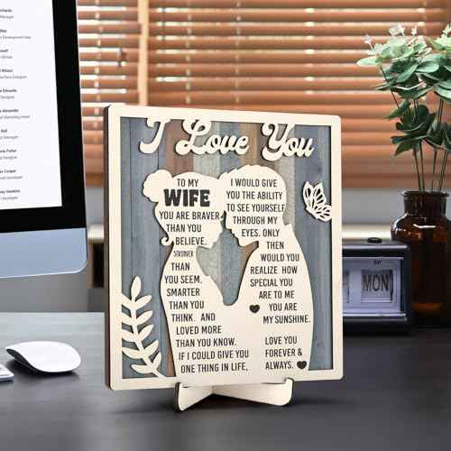 Gifts for Wife Birthday, Anniversary Romantic Gifts for Wife Her, Mothers Day Christmas Gifts for Wife Wood Signs Plaque Gifts