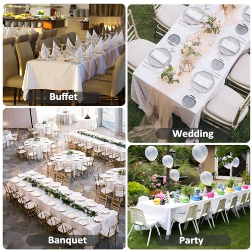 Heneger 8 Pack White Rectangular Table Cloth 60 x 126 Inch for 8ft Tables - Water Dyeing Polyester