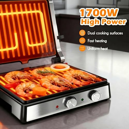KEINVE 4-Slice Large Sandwich Maker Panini Press with Temp & Time Control Variation of 4 Slice(Temp & Time Control)