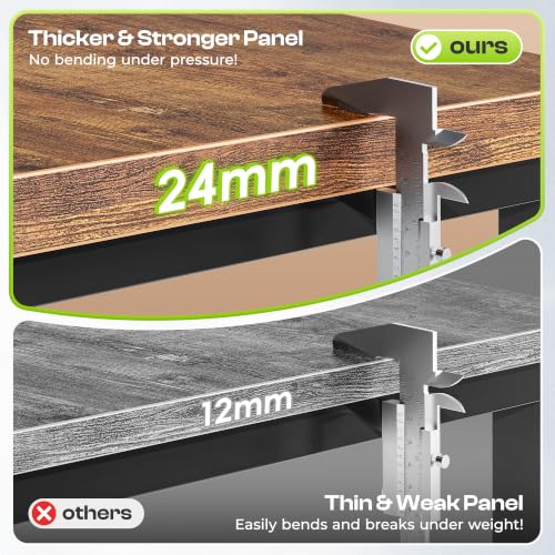 PRAISUN Rustic Brown Computer Desk - 47.2 x 19.7 Inch Thick Desktop, Stable & Durable