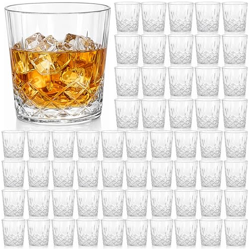 60 Pcs 10 oz Clear Plastic Whiskey Glasses - Shatterproof & Elegant Set