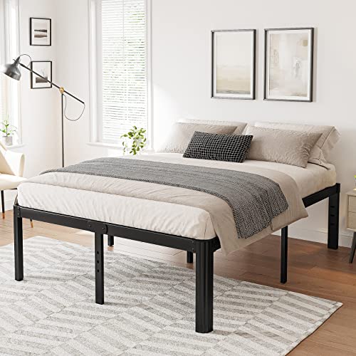 Queen Size Heavy Duty Metal Platform Bed Frame 18in No Box Spring Needed - Black Variation