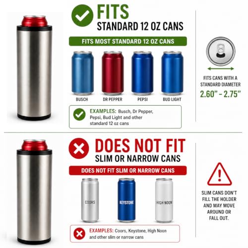 CRUISECUP Double Wall Stainless Steel Can Cooler – Holds 2 Standard 12 oz Cans