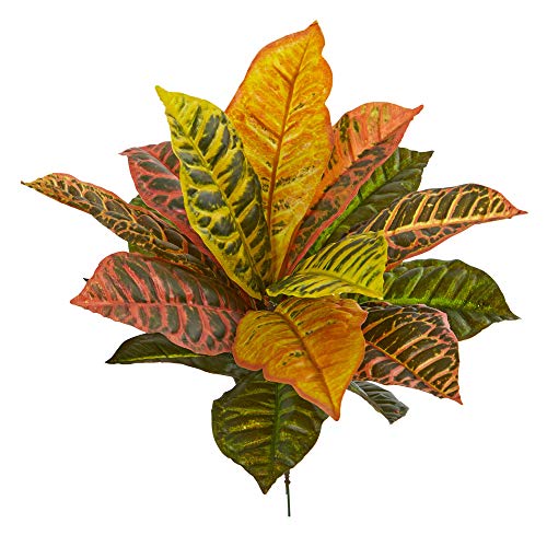 Artificial Croton Plants Set of 6 - Real Touch Faux Indoor Garden Decor