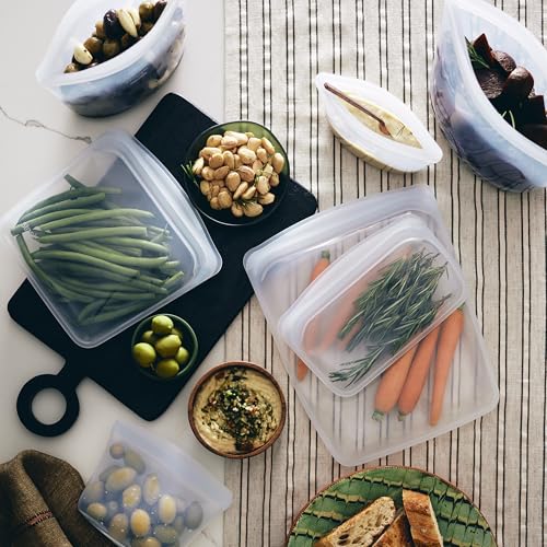 Stasher Premium Reusable Silicone Food Storage Bags - Clear 6-Pack