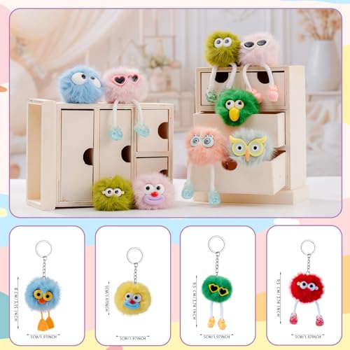 OMyFav 48PCS Plush Monster Keychains - Fun Backpack Charms & Party Favors