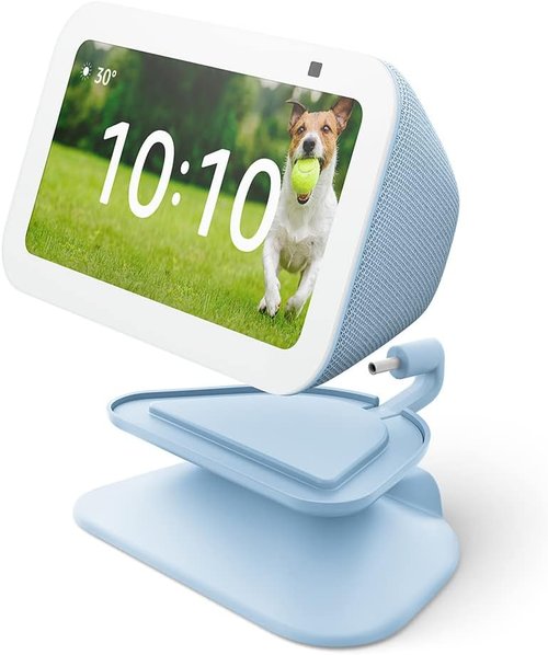 Echo Show 5 (3rd Gen) - Adjustable Stand with USB-C Charging Port | Glacier White