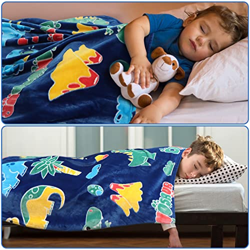 Glow in the Dark Dinosaur Throw Blanket 50x60in – SALIMAH Blue Dino