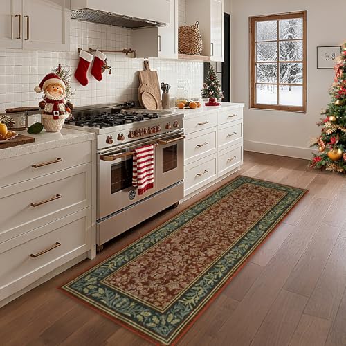 GarveeHome Red 2x6 ft Washable Non-Slip Kitchen Runner Rug - Durable, Pet & Kid Friendly