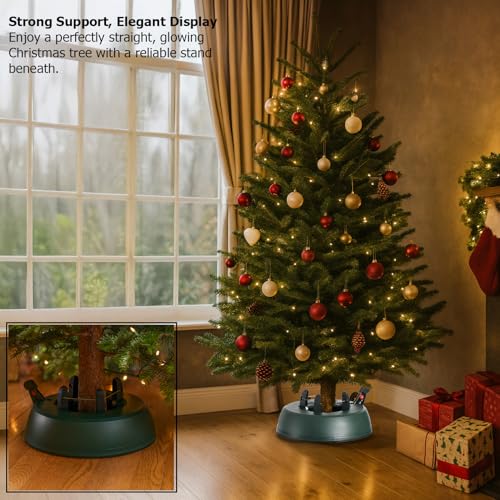 Large Automatic Christmas Tree Stand with Water Reservoir & Foot Pedal - Green Plastic Base