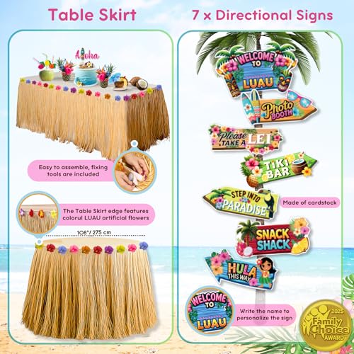 Luau Party Decorations Set - Hawaiian Birthday Party Kit with 180 Pieces - RainMeadow