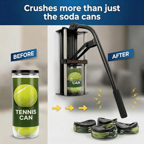 Heavy Duty Wall Mount Can Crusher for Recycling 12oz-32oz Aluminum & Plastic Bottles