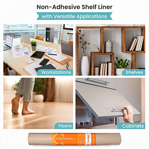 18" x 4ft Shelf Liner Taupe Non-Slip Drawer & Cabinet Organizer Pack of 6