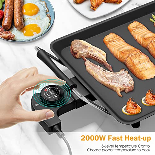35-Inch Electric Griddle with Nonstick Surface, 2000W, Adjustable Temp, Drip Tray, Indoor Outdoor Cooking
