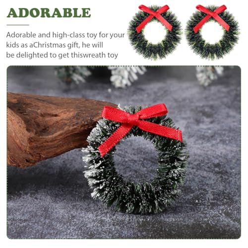 DOITOOL 60 Pieces Mini Christmas Wreaths with Bows Miniature