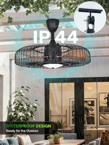 Orison 24-Inch Outdoor Ceiling Fan with Lights, Remote & App Control, Weatherproof Gazebo Fan - Regular