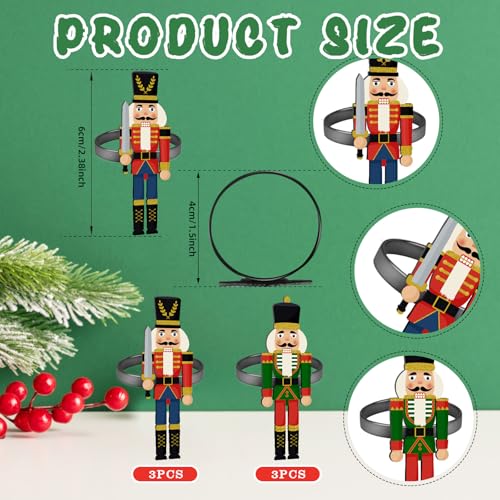 Nutcracker 6-Pack Christmas Napkin Rings - Metal Holiday Napkin Holders (EYNDYN)