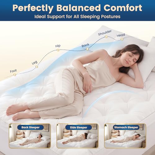Cosybay 4-Inch Full Size Memory Foam Mattress Topper for Back Pain Relief, White