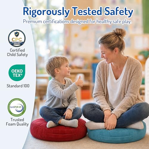 Kids Floor Cushions 8 Pack - Round Flexible Classroom Seating - Lovely