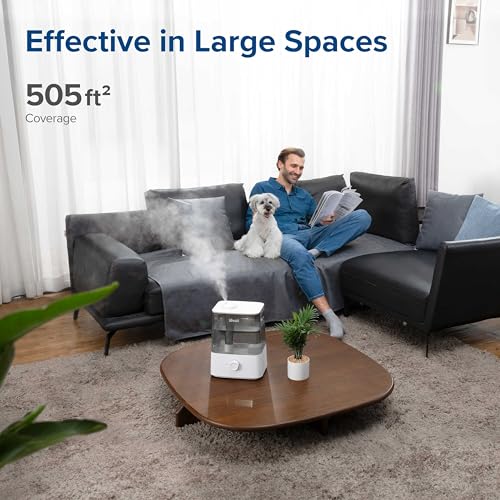 Levoit Ultrasonic Top Fill Humidifier with 6L Tank & Knob Control - Gray