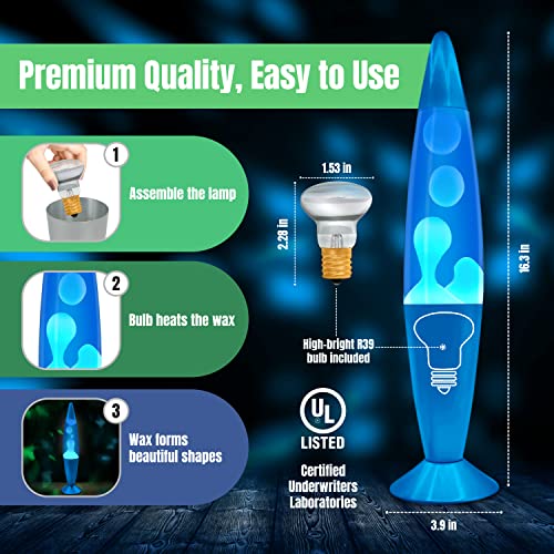 JAMBO 16-Inch Blue Liquid Motion Lamp with White Wax - Relaxing Night Light for Home & Office