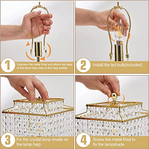 Crystal Touch Bedside Table Lamp with USB Charging - Gold Variation 01