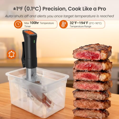 InkSous WiFi Sous Vide Cooker 1000W with App, 18 Recipes, Precise Temp & Timer