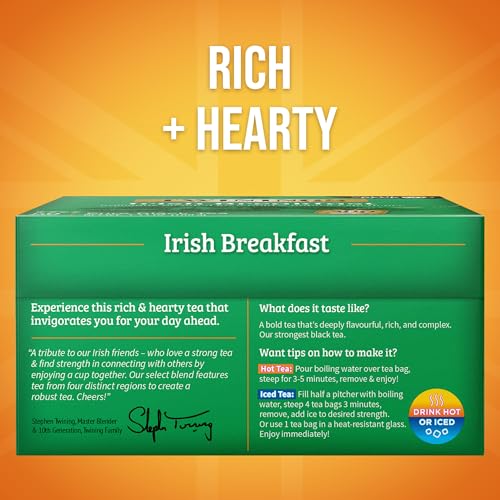 Twinings Irish Breakfast Black Tea Bags - 50 Count Pack of 6, Bold & Rich, Individually Sealed