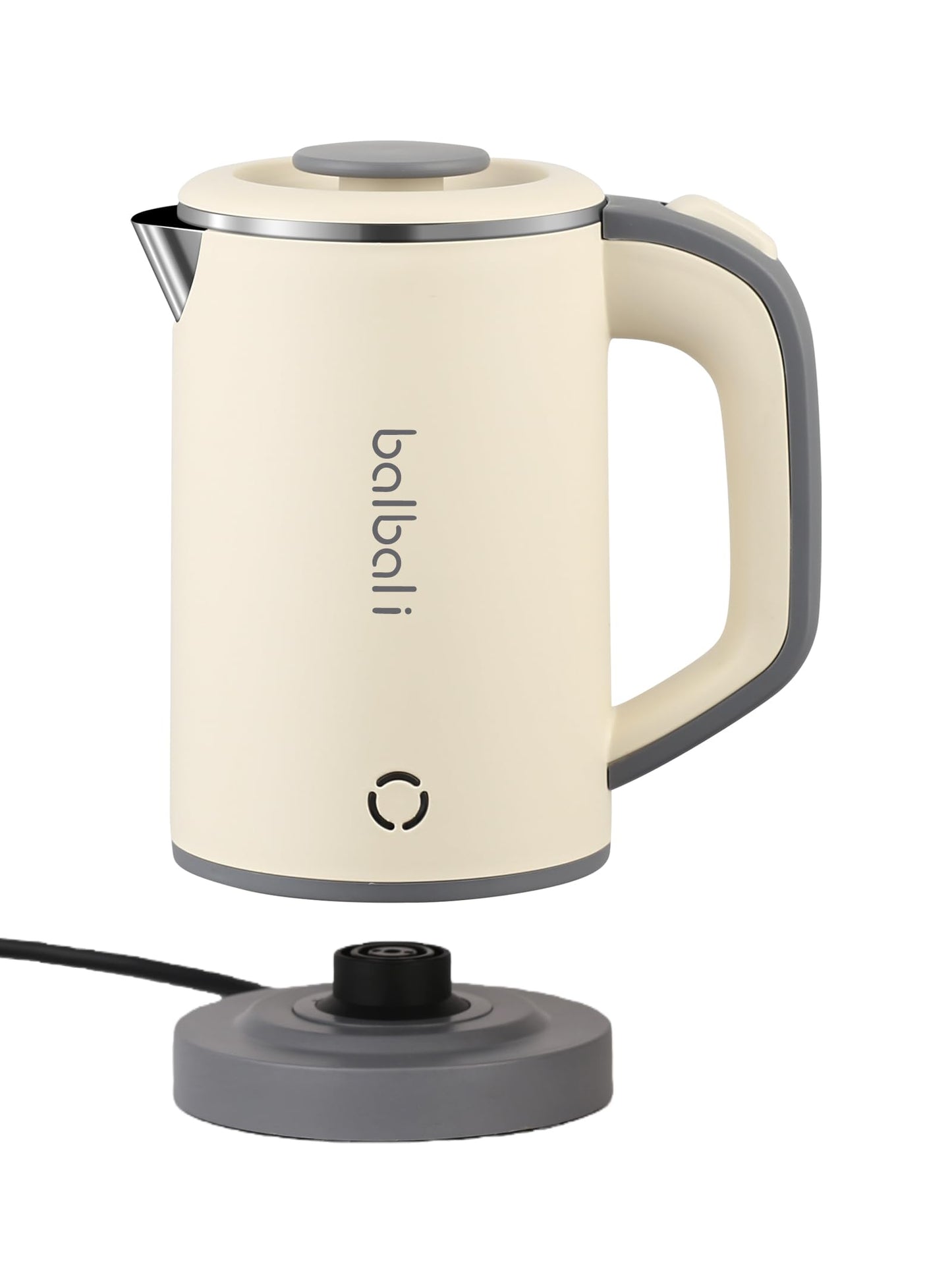 Portable Electric Kettle, 27oz Mini Travel Kettle for Camping & Office, 600W Fast Boiling, Compact Personal Small Kettle with Auto Shut-Off, Stainless Steel Interior, Beige