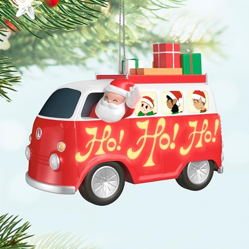 Here Comes Santa Claus Christmas Ornament - Hallmark Keepsake, Music & Lights, Vintage Van Design