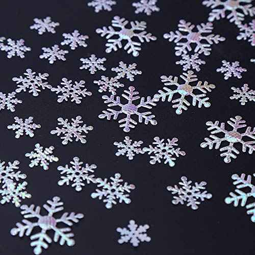 DIYASY 800 Pieces Christmas Snowflake Confetti, Glitter Sliver Sequins for Xmas Party Table Decorations 3 Size