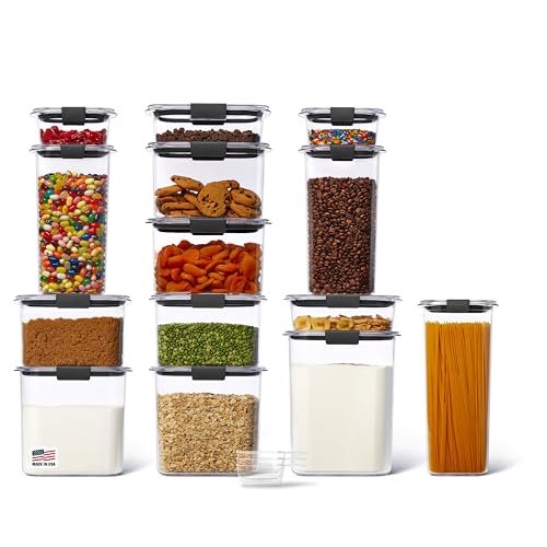 Rubbermaid Brilliance 28-Piece Assorted Food Storage Container Set with Scoops, Airtight BPA-Free