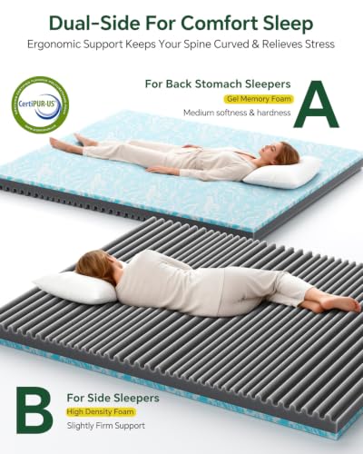 Queen Size Memory Foam Mattress Topper 3in White Gel Support Pressure Relief